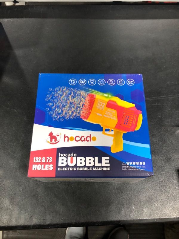Photo 1 of HOCADO Bubble Gun Blaster Bubble Machine Bubble Blower Outdoor Toys Bubble Gun for Kids with 2xBubble Solution, 10xConcentrate, 73 & 132 Holes Bubble Blaster TIK Tok Toys for Wedding Birthday Party