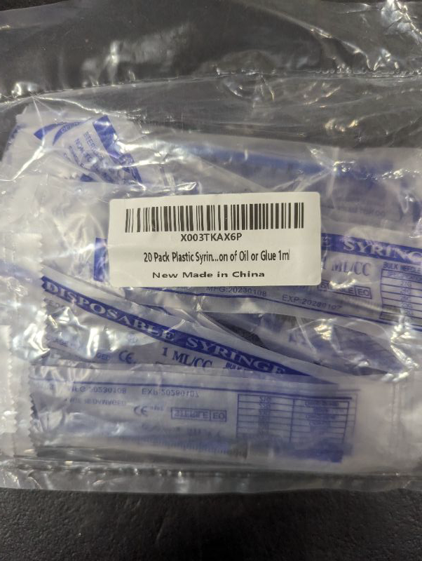 Photo 2 of 20 Pack Plastic Syringes with Measurement Markings, Individually Sealed Ideal for Oral Use, Refilling, Pet Feeding, Including Application of Oil or Glue 1ml