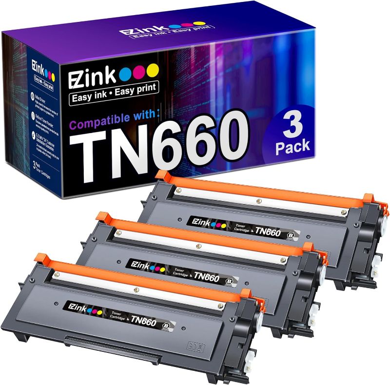 Photo 1 of E-Z Ink (TM Compatible Toner Cartridge Replacement for Brother TN660 TN-660 TN630 High Yield to use with HL-L2300D HL-L2380DW HL-L2320D DCP-L2540DW HL-L2340DW HL-L2360DW MFC-L2720DW Printer (3 Black)