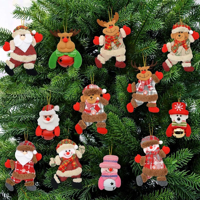Photo 1 of 12pcs Snowman Christmas Ornaments for Christmas Tree, Reindeer Tree Decor for Christmas Tree Hanging Decorations Hanging Ornaments for Winter Xmas Party