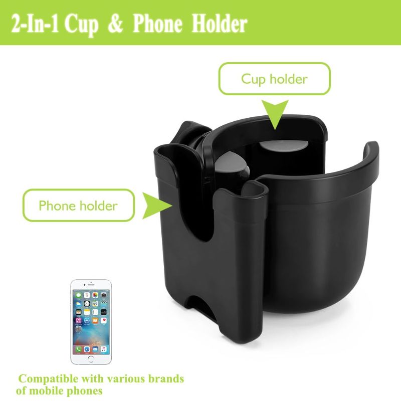 Photo 2 of Accmor Stroller Cup Holder with Phone Holder, Bike Cup Holder, Universal Cup Holder for Uppababy Nuna Doona Strollers, 2-in-1 Cup Phone Holder for Stroller, Bike, Wheelchair, Walker, Scooter