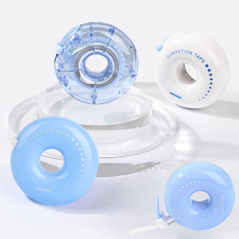 Photo 1 of Correction tape,3 pack Donut Shape Whiteout Correction Tape,Roller white out tape,Turn over hat cute white tape,School Office Household Supplies