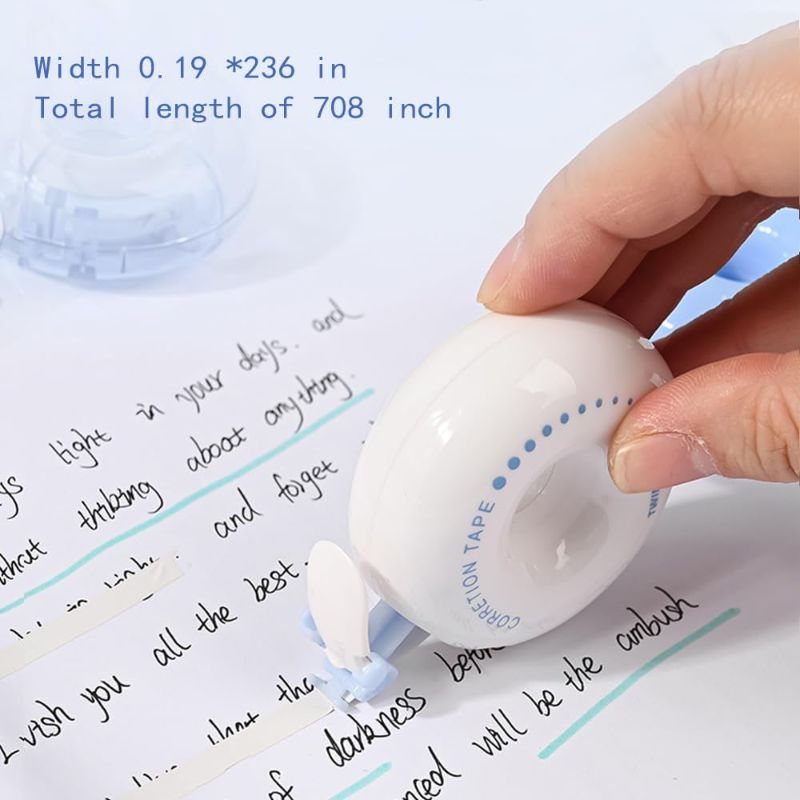 Photo 2 of Correction tape,3 pack Donut Shape Whiteout Correction Tape,Roller white out tape,Turn over hat cute white tape,School Office Household Supplies