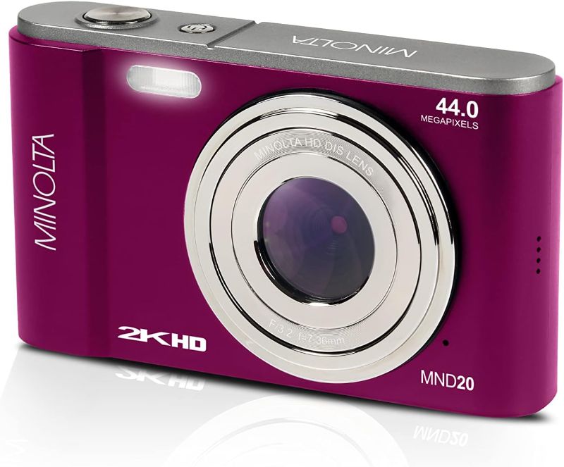 Photo 1 of Minolta MND20 44 MP / 2.7K Ultra HD Digital Camera (Magenta)