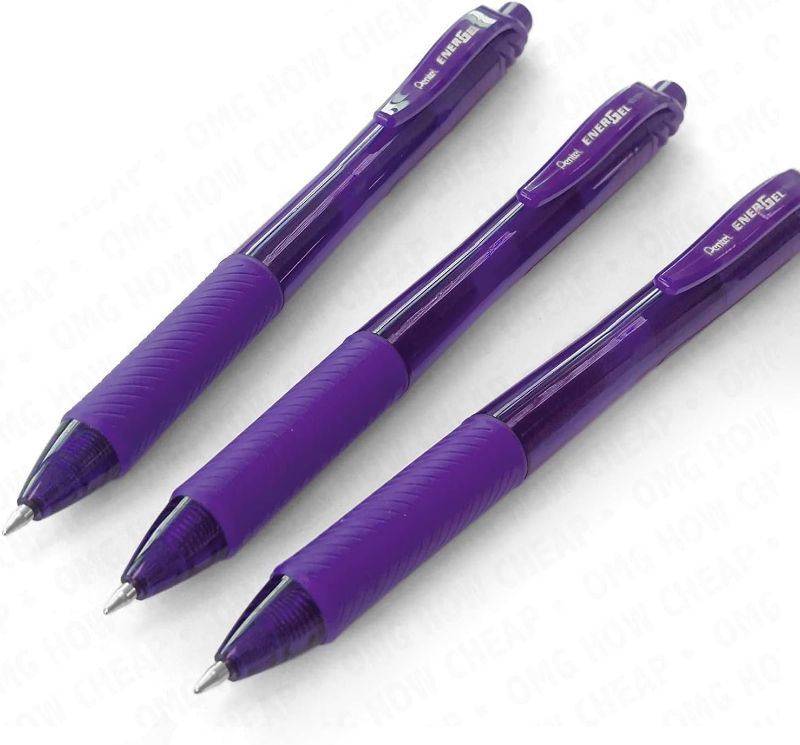 Photo 1 of Pentel EnerGel X BL107 - Retractable Liquid Gel Ink Pen - 0.7mm - 84% Recycled - Purple - Box of 12
