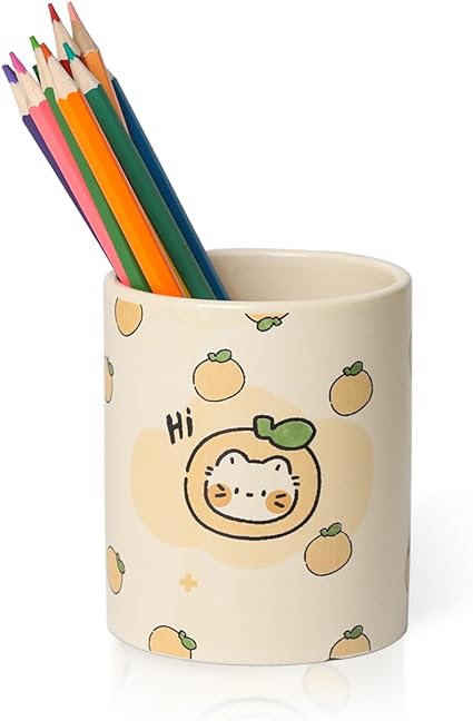 Photo 1 of ComSaf Ceramic Pen Holder, Pencil Holder, Cute pencil holder for desk, Decorative Minimalist Makeup Organizer, for Office Decor, Christmas Festival, Kids, Gift, Home, School 