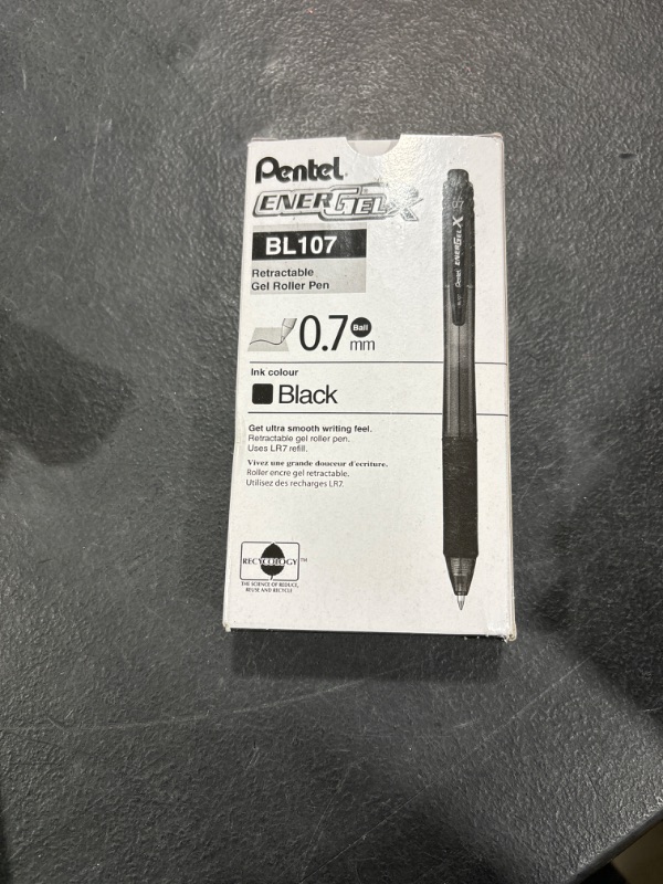 Photo 2 of Pentel EnerGel X Retractable Roller Gel Pen, Black Ink, Dozen Refillable 1 Pack Black