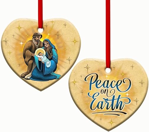 Photo 1 of 2023 Christmas Ornaments, Christmas Tree Decorations - Jesus Peace On Earth NNRZ1805002Y Heart Ornament - Heart Ceramic Ornament - Best Gifts for Christmas (Pack 1) 