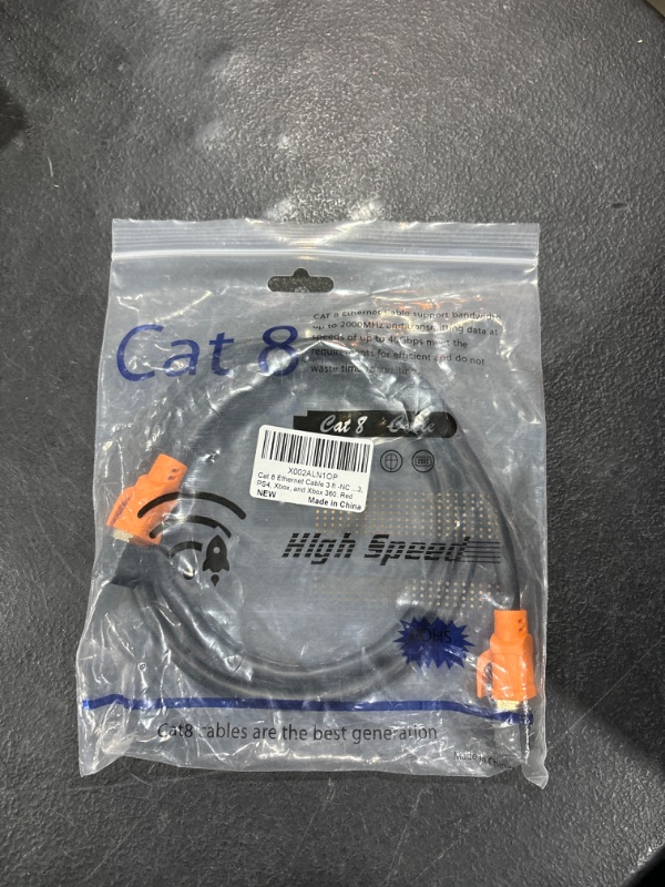Photo 1 of NC XQIN Cat 8 Ethernet Cable 3 ft Cat8 26AWG RJ45 Network Patch Cable 40Gpbs/2000Mhz LAN Wire Cable Cord Shielded for Modem, Router, PC, Mac, Laptop, PS2, PS3, PS4, Xbox, and Xbox 360 