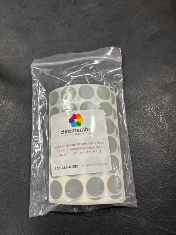 Photo 2 of ChromaLabel 0.75 Inch Round Label Permanent Color Code Dot Stickers, 1008 Pack, 24 Labels per Sheet, Gray