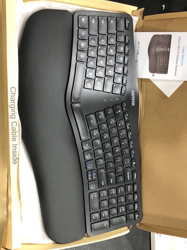 Photo 2 of Arteck Split Ergonomic Keyboard with Cushioned Wrist and Palm Rest, 2.4G USB Wireless Comfortable Natural Ergonomic Split Keyboard, for Windows Computer Desktop Laptop