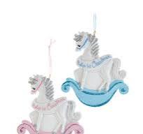 Photo 1 of "Baby's 1st Christmas" Rocking Horse Ornaments For Personalization, 2 Assorted