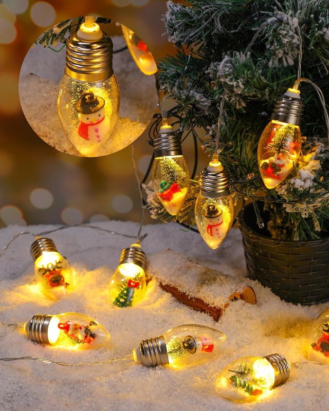 Photo 1 of Baquler 2 Pcs 9.84ft Christmas Snow Globe String Lights with 20 LED Clear Bulbs Hanging Battery Operated Decor String Light Decoration Wedding Centerpiece for Indoor Outdoor Home Bedroom Fireplace