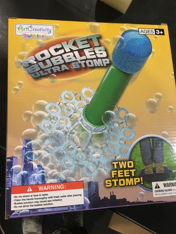 Photo 2 of ArtCreativity Bubble Rocket Launcher Toy Set, Includes 2 Bubble Rockets, Bubble Solution, Pump, and Base, Flying Bubble Blaster Rockets for Hours of Outdoor Fun, Bubble Maker Gift for Kids
