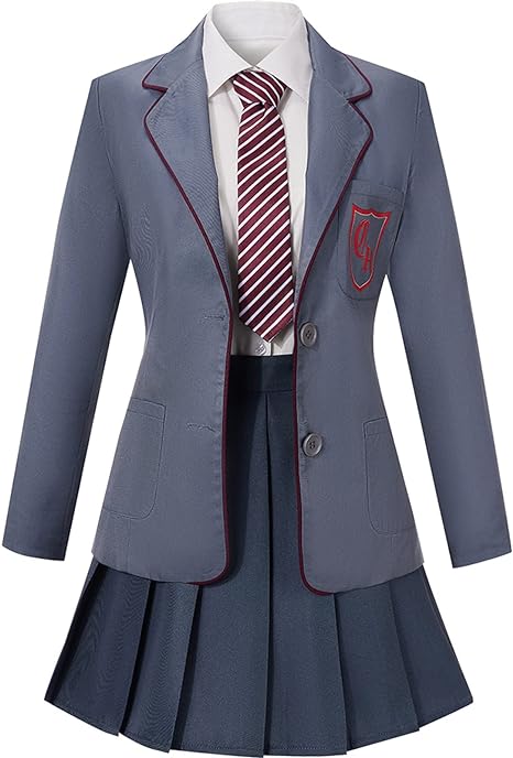 Photo 1 of AwwwCos Women Movie Matilda Cosplay Gray Costume School Dress Uniform Suit Halloween Party Outfits Jacket Shirt Dress Tie SIZE M
