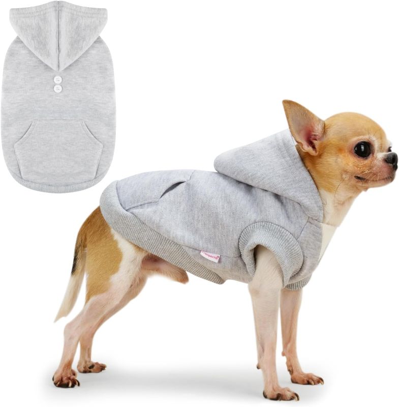 Photo 1 of ??? ??????? Frienperro Dog Clothes for Small Dogs Girl Boy, 100% Cotton Dog Hoodie, French Bulldog Clothes Frenchie Clothes Pet Winter Sweater Sweatshirt, Puppy Clothing Coat Costume Grey
