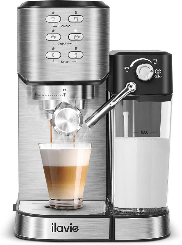 Photo 1 of ILAVIE 6-in-1 Espresso Coffee Machine Built-In Automatic Milk Frother, 20 Bar Espresso & Cappuccino & Latte Maker with 34 oz Removeable Water Tank, Ideal for Home Use
