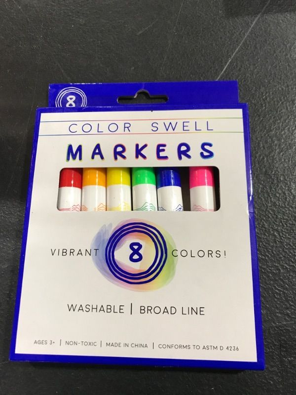 Photo 1 of Color Swell Washable Markers With 8 Vibrant Colors Are Perfect for Teachers, Kids, Parties, and Classrooms