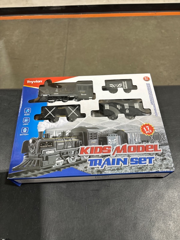 Photo 1 of TOYANDONA Electric Train Set, Steam Locomotive Engine Toys Train Set Battery Powered Electric Railway Train Set with Lights and Sounds for Kids Boys Girls