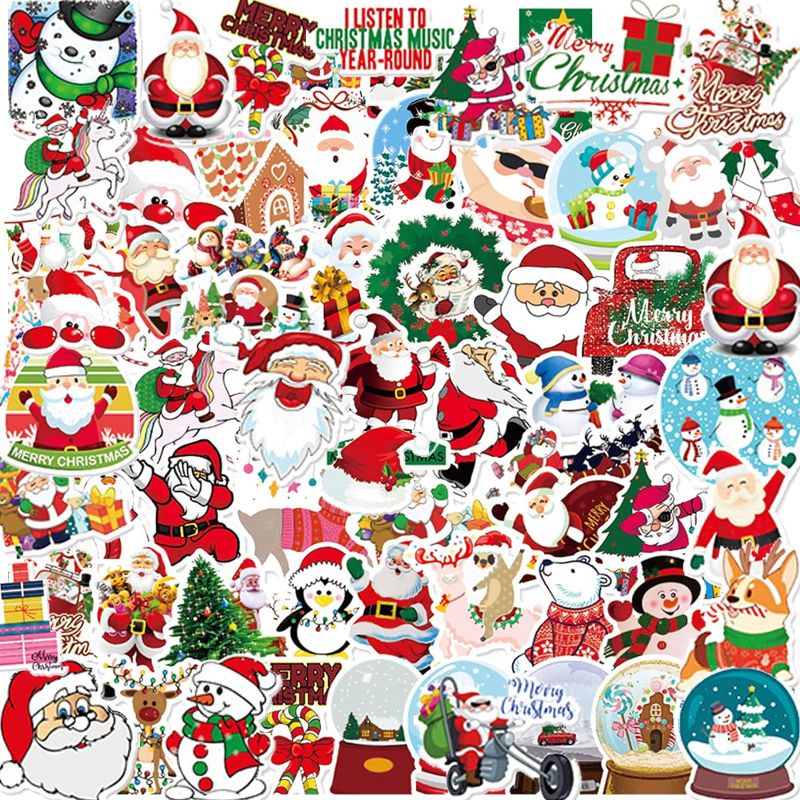 Photo 1 of 3 PACK 100 Pcs 2023 Christmas Stickers Christmas Decorations Vinyl Waterproof Santa Claus Stickers for Laptop Water Bottles Envelopes Gifts Tags Crafts Windows Snowboard, Holiday Stickers for Kids Teen