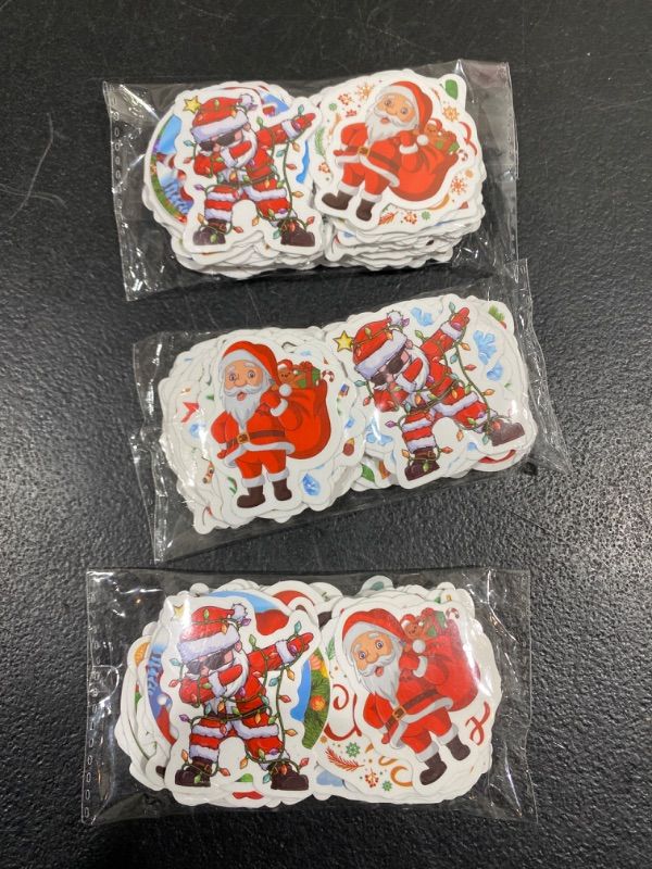 Photo 2 of 3 PACK 100 Pcs 2023 Christmas Stickers Christmas Decorations Vinyl Waterproof Santa Claus Stickers for Laptop Water Bottles Envelopes Gifts Tags Crafts Windows Snowboard, Holiday Stickers for Kids Teen