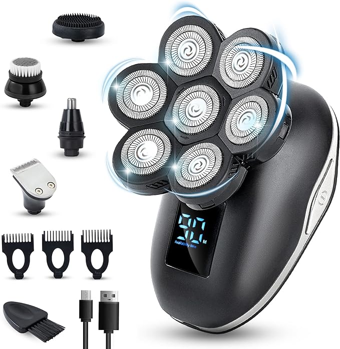 Photo 1 of Electric Head Shavers for Men, Bald Head Shavers for Men, Head Shavers for Bald Men, Head Razor for Bald Men,Head Shaver with Nose Hair Sideburns Trimmer, LED,Travle Lock (Black)
