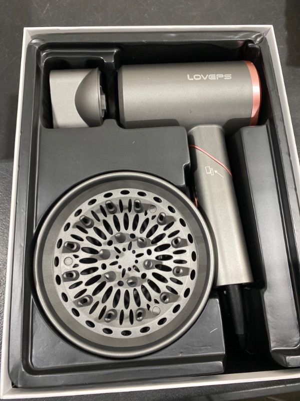 Photo 3 of LOVEPS Hair Dryer with Diffuser, 1800W Ionic Blow Dryer, Foldable Handle Travel Hair Dryer, Constant Temperature Hair Care Without Hair Damage Rose Gold