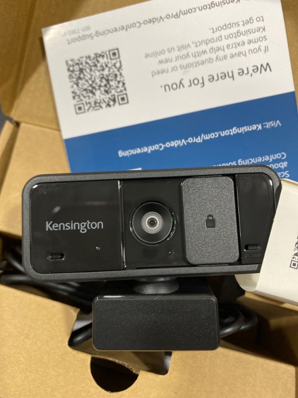 Photo 3 of Kensington W1050 1080p Fixed Focus Wide Angle Webcam for Video Conference, Dual Stereo Mic, Software Control, Privacy Cover, Works with Microsoft Teams, Google Meet, Zoom and More (K80250WW) Black fixed focus wide angle