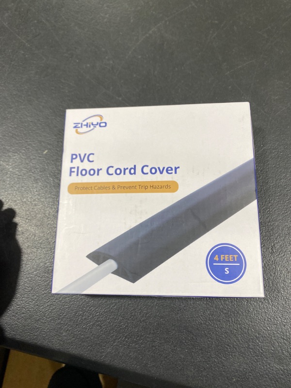 Photo 2 of Floor Cable Cover, 4ft, Grey Wire Cover for Floor, Prevent Cable Trips & Protect Wires, Floor Cord Cover - Cord Cavity - 0.39" (W) x 0.24" (H) Small-4ft Grey