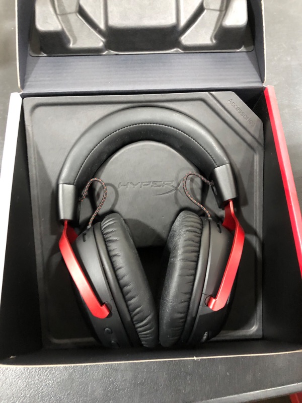 Photo 2 of HyperX Cloud III Wireless – Gaming Headset for PC, PS5, PS4, up to 120-hour Battery, 2.4GHz Wireless, 53mm Angled Drivers, Memory Foam, Durable Frame, 10mm Microphone, Black/Red Black/Red Wireless