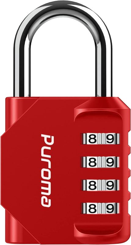 Photo 1 of Puroma 1 Pack Combination Lock 4 Digit Locker Lock Outdoor Waterproof Padlock for School Gym Locker, Sports Locker, Fence, Toolbox, Gate, Case, Hasp Storage (Red)
