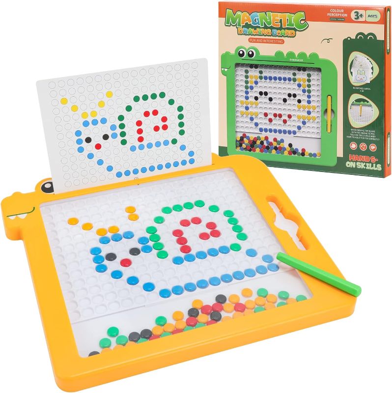 Photo 1 of COLRH Magnetic Drawing Board for Toddlers - Educational Toy with Magnetic Pen and Colorful Beads, Large Doodle Board for Learning and Creativity - Ideal for Kids Aged 3+ (Dinosaur Yellow)
