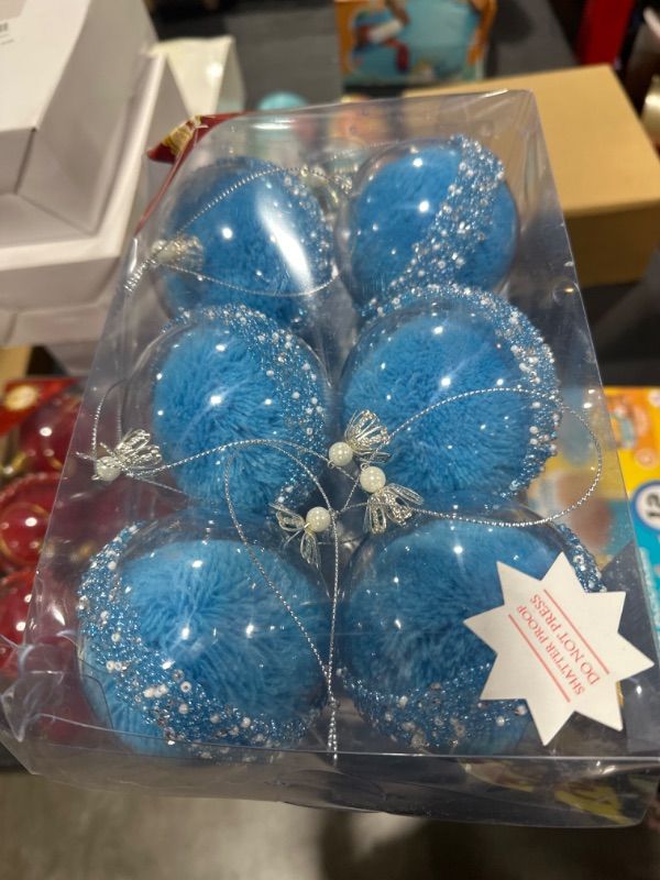 Photo 2 of ZHANYIGY 3.15Inch Clear Ornaments Balls,6pc Set Light Blue Christmas Ball Decorations Ornaments Perfect Party Decorations Craft Transparent Ball Gifts for Wedding Party Decor (Light Blue) Light Bule