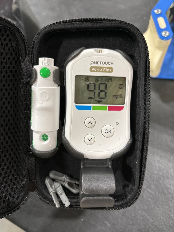 Photo 3 of OneTouch Verio Flex Blood Glucose Meter | Glucose Monitor For Blood Sugar Test Kit | Includes Blood Glucose Monitor, Lancing Device, 10 Sterile Lancets, and Carrying Case