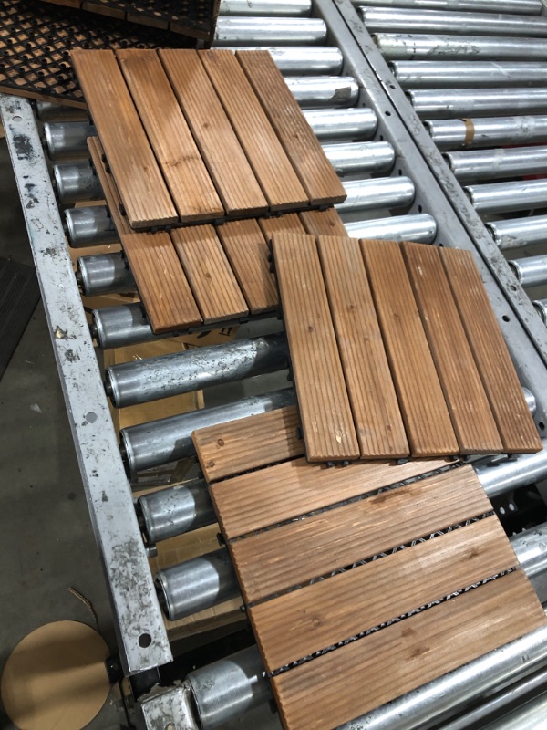 Photo 1 of Yaheetech 27PCS Interlocking Patio Deck Tiles Outdoor Flooring for Patio Garden Deck Poolside Fir Wood Indoor Outdoor Natural Wood Natural Wood-Straight