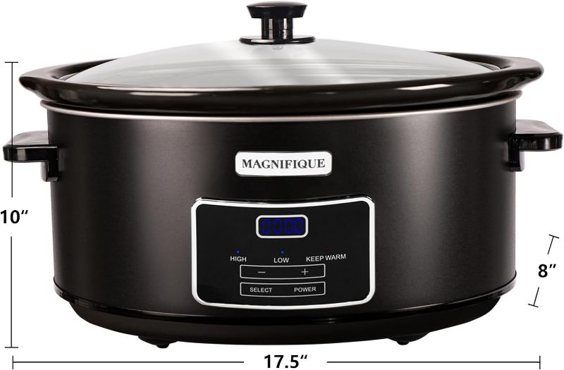 Photo 1 of [NEW] MAGNIFIQUE Oval Digital Slow Cooker with Keep Warm Setting - Perfect Kitchen Small Appliance for Family Dinners (Black Digital, 8 Qt)
