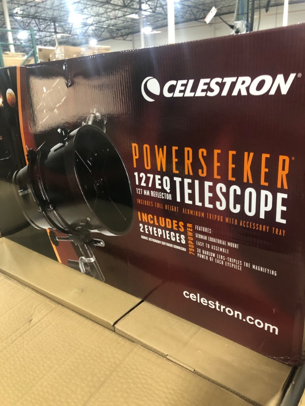 Photo 4 of Celestron - PowerSeeker 127EQ Telescope - Manual German Equatorial Telescope for Beginners - Compact and Portable - Bonus Astronomy Software Package - 127mm Aperture 127EQ Newtonian