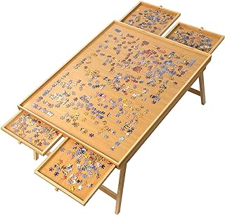Photo 1 of 1500 Pieces Jigsaw Puzzle Board with Drawers and Cover, 26"×35" Portable Puzzle Board for Adults, Bamboo Jigsaw Puzzle Storage Tray, Jigsaw Puzzle Accessories Gift