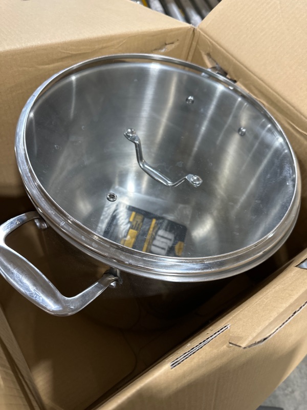 Photo 2 of 15-Quart Stainless Steel Stock Pot - 18/8 Food Grade Stainless Steel Heavy Duty Induction - Large Stock Pot, Stew Pot, Simmering Pot, Soup Pot with See Through Lid, Dishwasher Safe - NutriChef NCSP23 19 Quart Pot