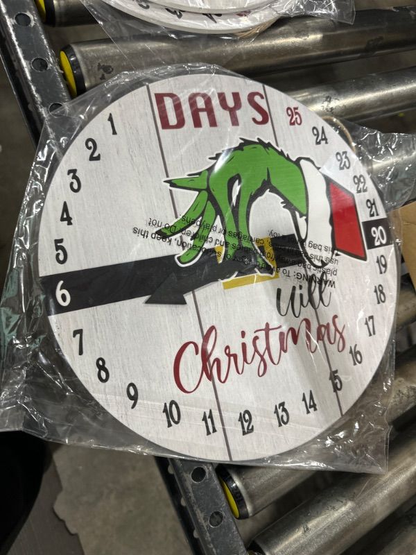 Photo 2 of grinchxmas christmas hanging sign decorations,grinchxmas countdown advent calendar,days till christmas wooden round wreath for door and wall,holiday home decor