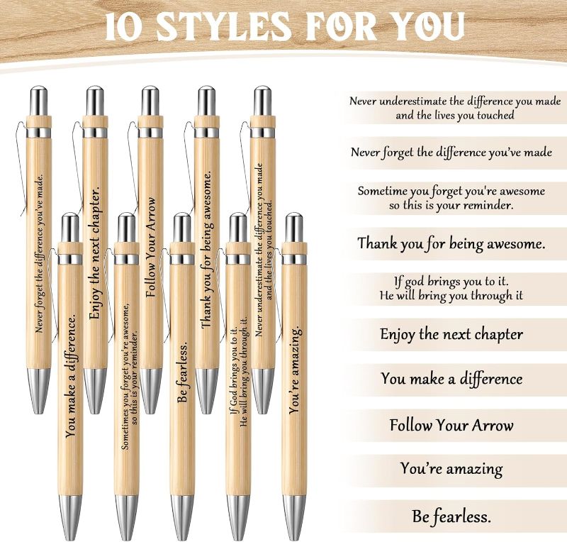 Photo 1 of 100 Pieces Motivational Pens Bulk Operation Inspirational Quotes Ballpoint Pens with Saying for Back to School Gifts Black Ink Party Favors Pens(Wood Color, Rustic Style)