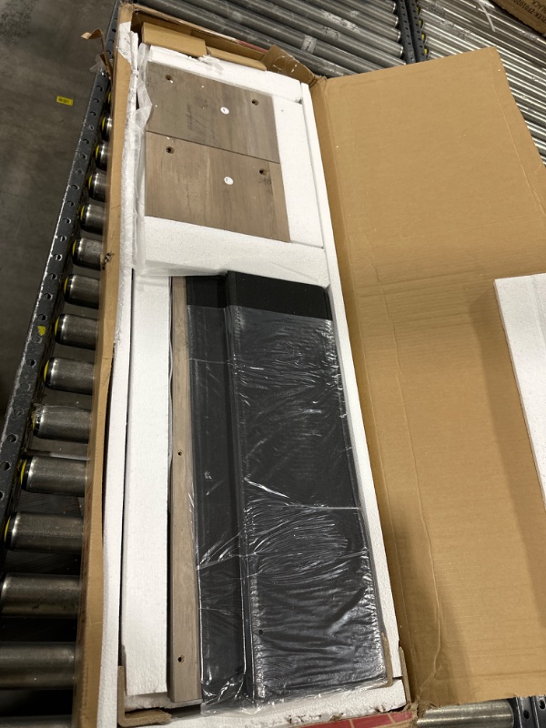 Photo 1 of HOSEOKA Console Table with Storage,Led Nightstand with Charging Station,Modern Entryway Table,Skinny Sofa Table with Outlet,Grey Oak 47"