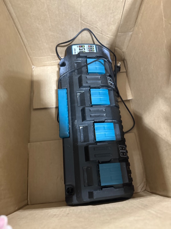 Photo 2 of 18V DC18SF 4-Port Fast Charger with Dual USB Port Compatible with Makita 14.4V 18V LXT Li-ion Battery BL1840 BL1850 BL1860 BL1890, Replacement for Makita 18 Volt Battery Charger DC18RC DC18RD