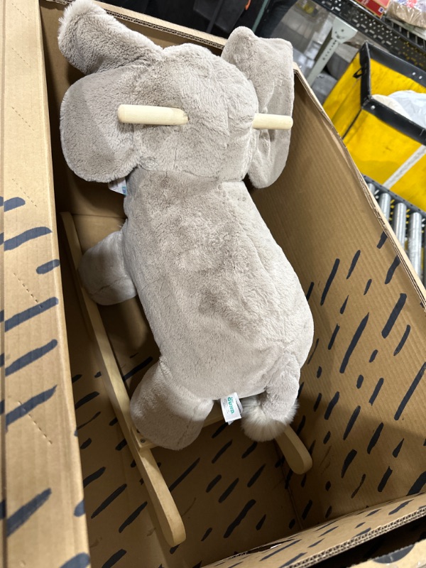 Photo 2 of Baby GUND Elephant Rocker with Wooden Base Plush Stuffed Animal Nursery, Gray, 23"