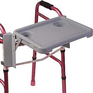 Photo 1 of DMI Walker Tray, Rollator Tray, Mobility and Walker Accessory Tray Table Fits Most Standard Walkers, Folding with Two Cup Holders and Tool Free Assembly, 16 x 11.8