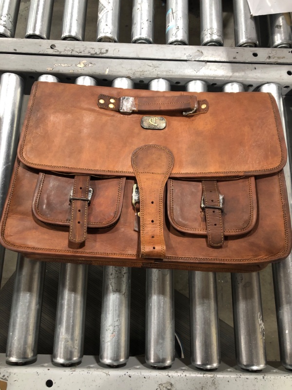 Photo 2 of 18" Leather Messenger Laptop Bag 