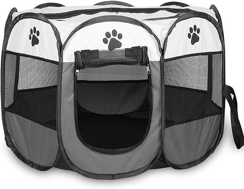 Photo 1 of BEIKOTT Pet Playpen, Foldable Dog Playpens, Portable Exercise Kennel Tent for Puppies/Dogs/Cats/Rabbits, Dog Play Tent with Removable Mesh Shade Cover for Travel Indoor Outdoor Using(Small)
