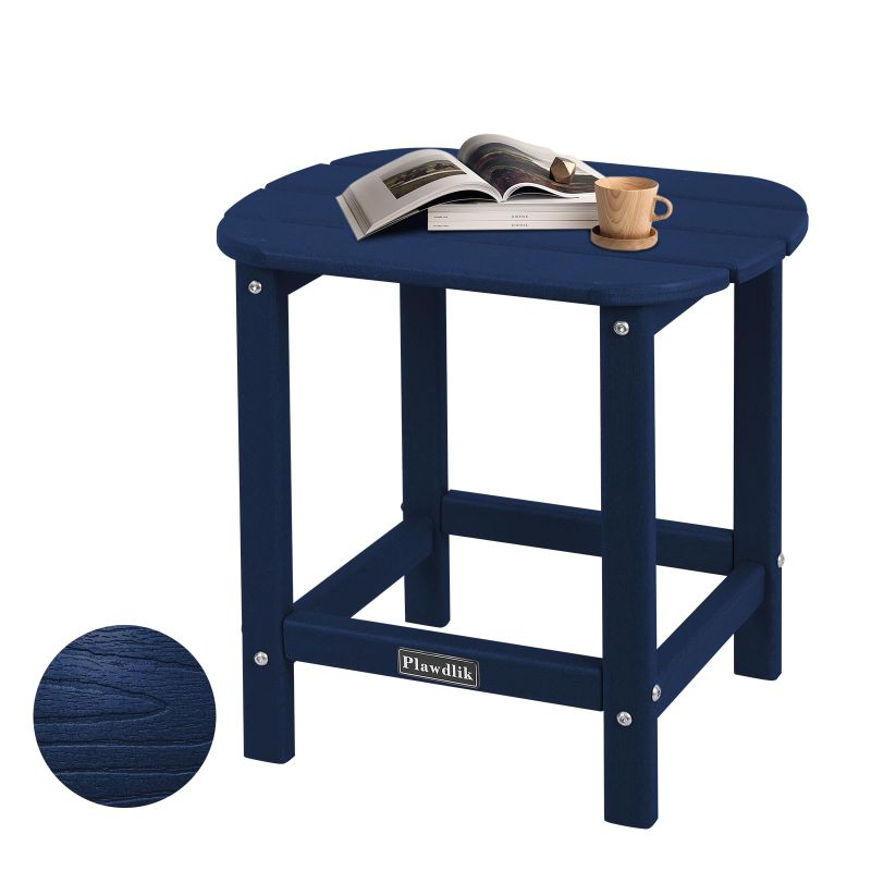 Photo 1 of Plawdlik Adirondack Side Table, Square Outdoor End Table, Easy Maintenance, Weather Resistant for Patio, Pool, Porch, Garden, Lawn, Balcony, Backyard Lawn (Dark Blue)
