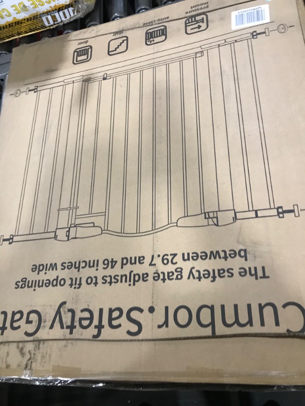 Photo 3 of Mom's Choice Awards Winner-Cumbor 29.7-46" Arched Decor Baby Gate for Stairs No Drill, Auto Closed Dog Gate Indoor for the House, Pressure Mounted Pet Gate for Doorways, Easy Install Child Gate, White White 30.5" Tall