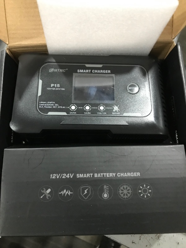 Photo 2 of lifepo4 charger 15-Amp Fully-Automatic Smart Charger,12V and 24V Battery Charger,12V/15A 24V/10A Lead-Acid(AGM/Gel/SLA)/Lithium lron LiFePO4 Trickle Charger,Pulse Repair Car Battery Charger,Deep cycle